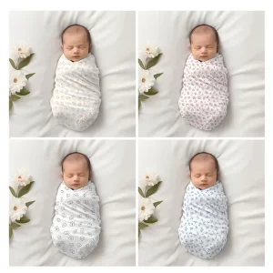 CareRio Newborn Baby 100% Pure Cotton Swaddle Wraps (Multicolour; 92 x 114 cm) - Pack of 4 (Fruits Print)
