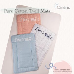 CareRio Pure Cotton Sheets/Matts for Babies - Pack of 3 (I love Mom Print) Assorted colors