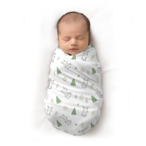CareRio Premium Pure Cotton Baby Wrapper Towel – Bunny Meadow Print, White
