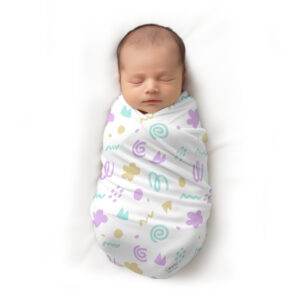 CareRio Premium Pure Cotton Baby Wrapper Towel – Happy Hues Print, White
