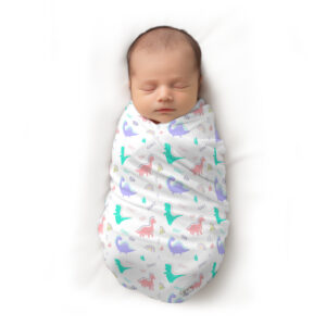 CareRio Premium Pure Cotton Baby Wrapper Towel – Roar & Rainbow Print, White