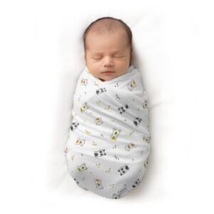 CareRio Premium Pure Cotton Baby Wrapper Towel – Koala Cuddle Print, White
