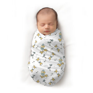 CareRio Premium Pure Cotton Baby Wrapper Towel – Jungle Parade Print, White
