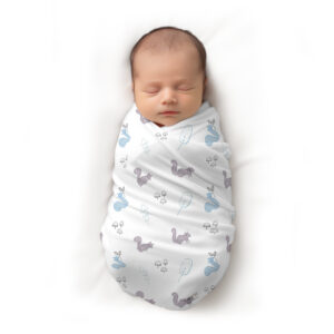 CareRio Premium Pure Cotton Baby Wrapper Towel – Woodland Wonders Print, White