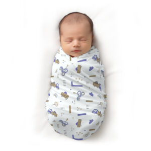 CareRio Premium Pure Cotton Baby Wrapper Towel – Little Engineer Print, White