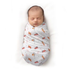 CareRio Premium Pure Cotton Baby Wrapper Towel – Cloudy Skies Print, White