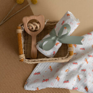 CareRio Premium Cotton Baby Wrapper/Pure Cotton Towel - White (105 x 105 cm) (Cloudy Skies Print)