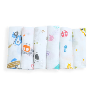 CareRio Baby's Pure Cotton Face Napkins (Pack of 6), Multicolored