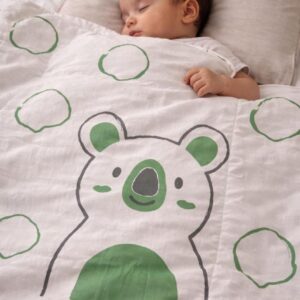 CareRio Pure Cotton Handmade Quilt Comforter, 0 - 2 years GREEN RACCOON PRINT M SIZE