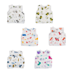 CareRio Baby's Pure Cotton Size MulMul Jabla Set of 6 Size M, (Pack of 6), (0-3 months) Multi coloured (3ply fabric)